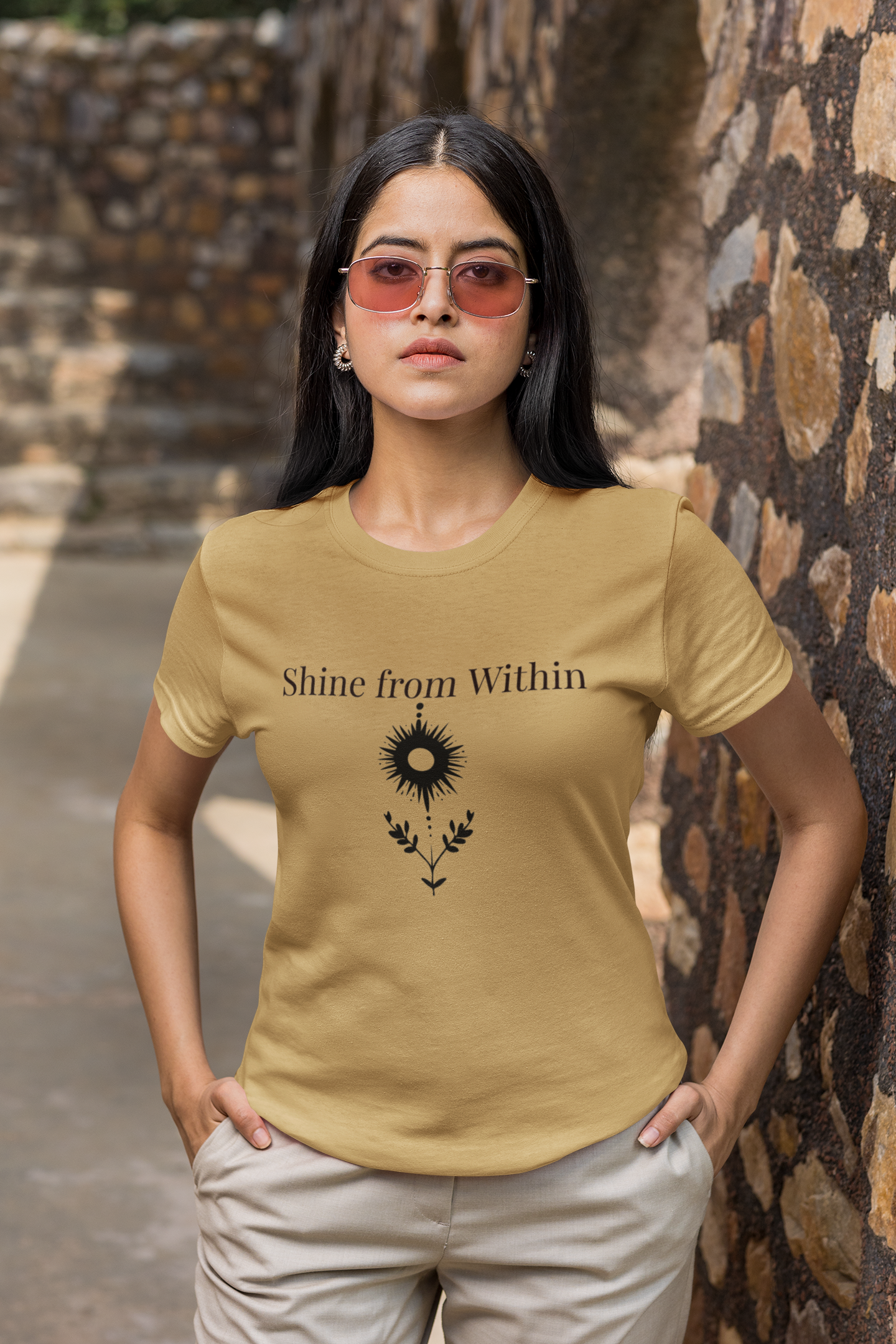 Spiritual Graphic Tee - 'Shine from Within' Unisex Garment-Dyed T-shirt