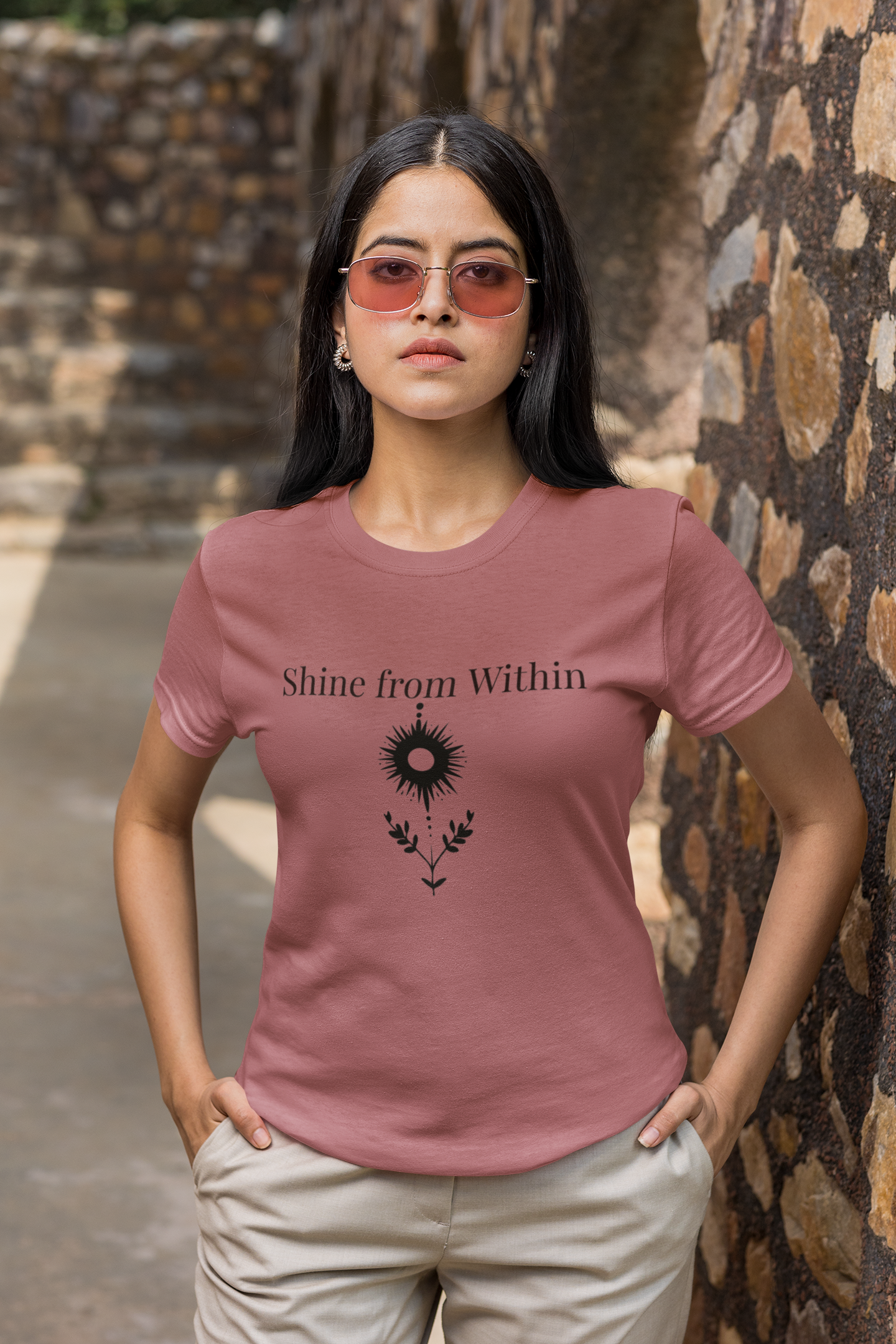 Spiritual Graphic Tee - 'Shine from Within' Unisex Garment-Dyed T-shirt