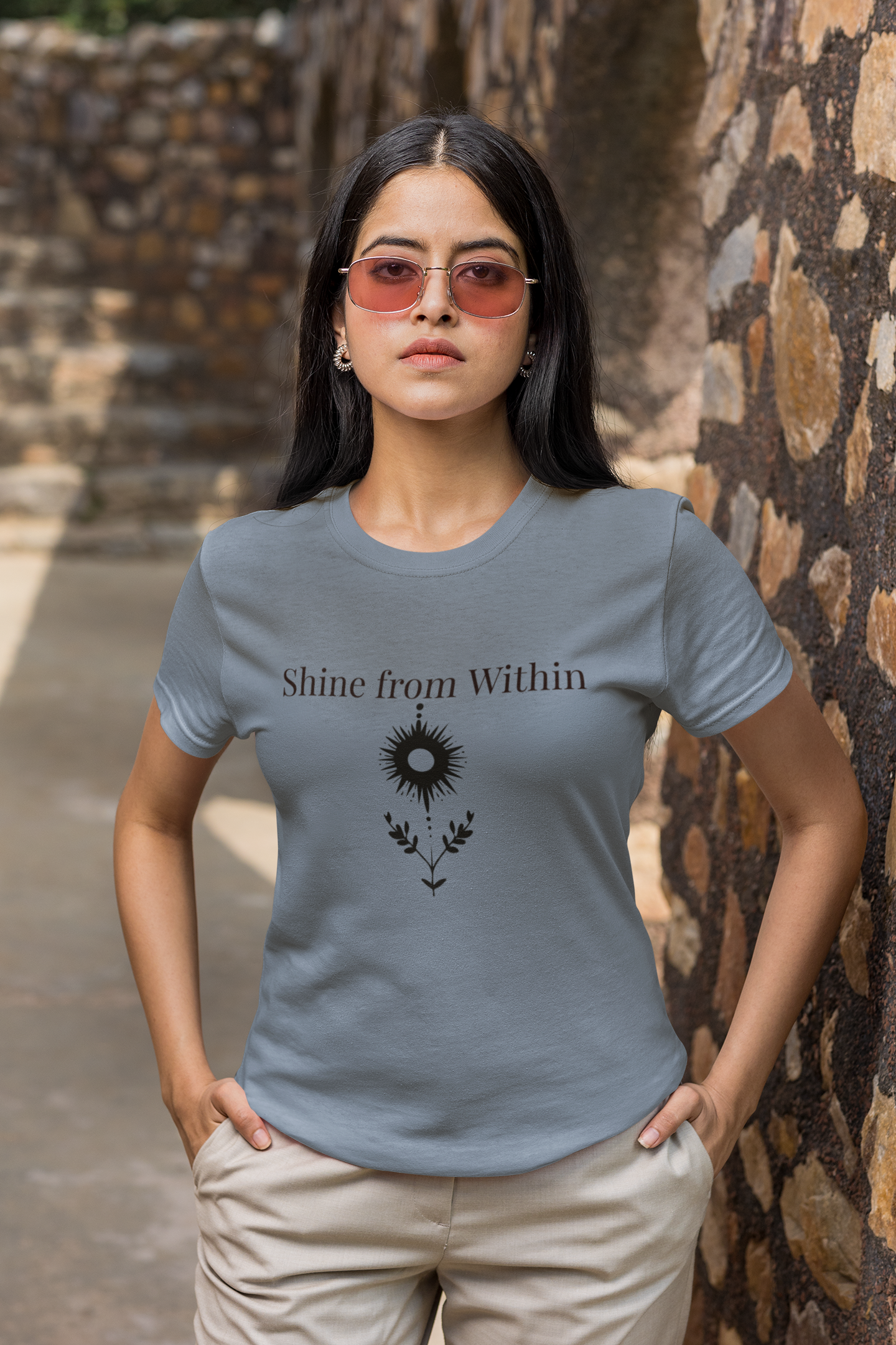 Spiritual Graphic Tee - 'Shine from Within' Unisex Garment-Dyed T-shirt