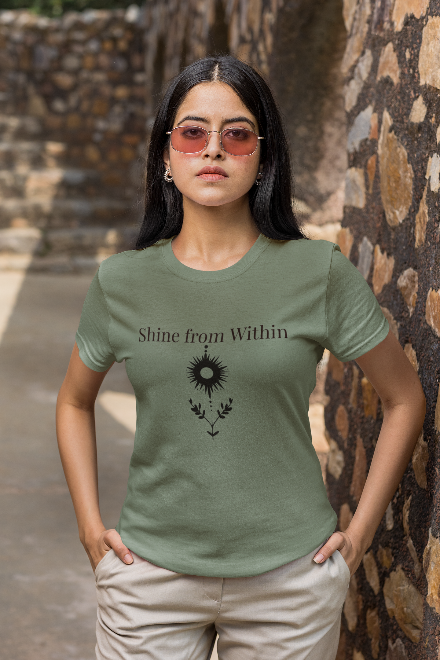Spiritual Graphic Tee - 'Shine from Within' Unisex Garment-Dyed T-shirt